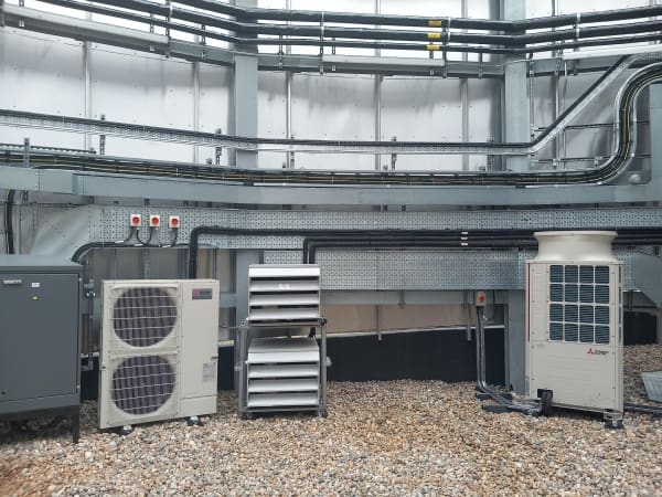 Newky installed Variable Refrigerant Flow on a roof with pebble flooring.